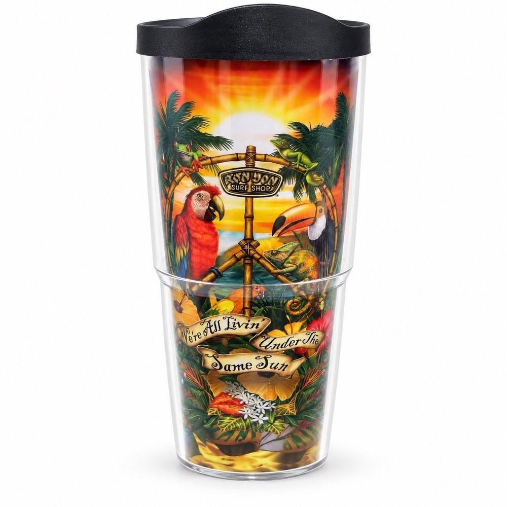 Tervis Ron Jon Surf Shop 24oz Tumbler w Lid Tropical Same Sun 2010 USA